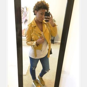 Yellow Moto Leather Boohoo Jacket